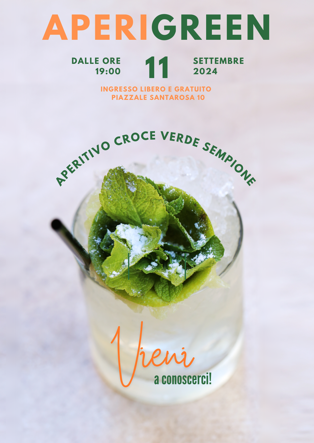 Locandina di Aperigreen, l'aperitivo di Croce Verde Sempione